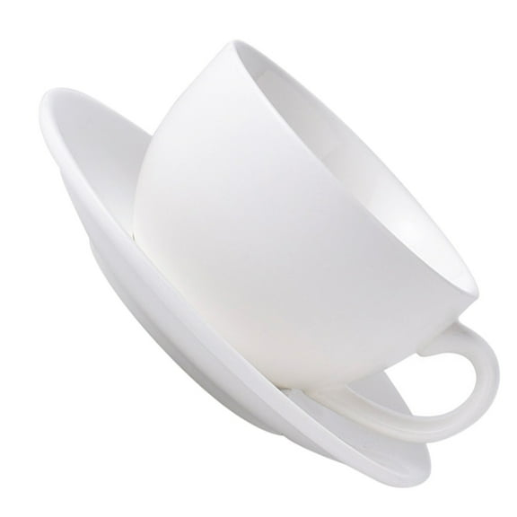 ROSENICE 1 Set White Round Ceramic Saucer Mug Suitable for Home Use 11.8x11.8x2.6in