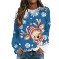 thumbnail image 1 of VBARHMQRT Chandails de Football pour Femmes Mode Automne et Hiver de Noël Imprimé Animal Manches Longues Col Rond Décontracté Sans Capuche Cinq, 1 of 4