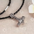 thumbnail image 6 of Viking Silver Hammer Necklace Mjolnir Amulet Pendant Rope Nordic Icelandic Dragon Fenrir Medallion Thor Ouroboros Celtic Goth Gothic Pendant Necklace, 6 of 8
