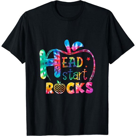 Hello Head Start Rock Tie Dye Back to School Teacher T-Shirt Black Medium