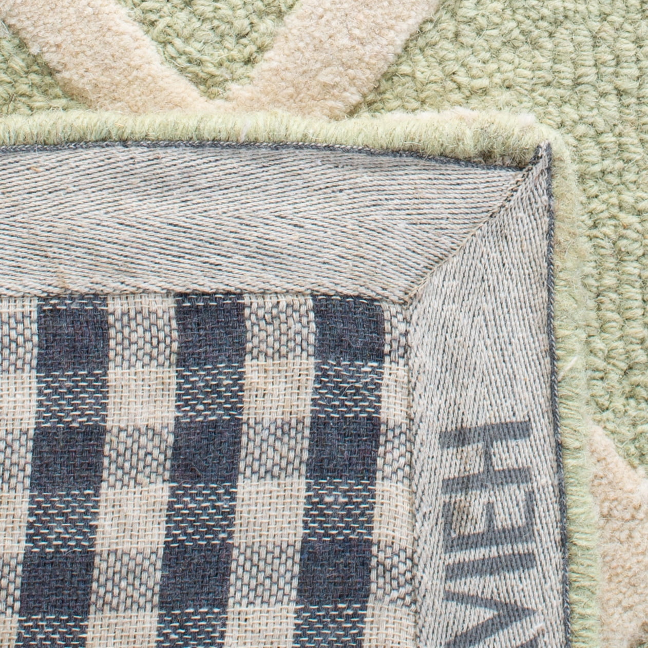 SAFAVIEH Cambridge Kenneth Geometric Diamonds Wool Area Rug, Light Green/Ivory, 8' x 8' Square