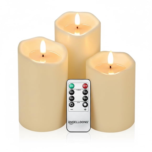 Velas sin llama ANGELLOONG con mando a distancia, juego de 3, decoración de mesa