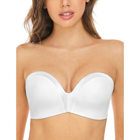 Wingslove Women s Strapless Multiway Push Up Bra Wireless Plus Size Convertible Bra  White 34G