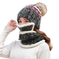 thumbnail image 1 of Gorro De Punto De Invierno Conjunto De Bufanda Con Cubierta De Cara Forro Polar Gorros De Esquí Con Pompón Para Mujeres Y Niñas 3 En 1 Guardurnaity AP007998-01, 1 of 6