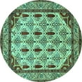 thumbnail image 1 of Ahgly Company Indoor Round Abstract Turquoise Blue Modern Area Rugs, 4' Round, 1 of 4