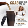 thumbnail image 4 of Promora 16 oz Disposable Brown Coffee Cups with Lids & Sleeves, Premium Paper Cups (100 Pack), 4 of 9