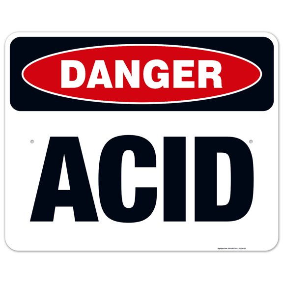 Danger Acid Sign, OSHA Danger Sign, 24x30 Aluminum