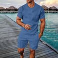 thumbnail image 2 of Men's Short Sets 2 Piece Set Men's T Shirts Short Sleeve & Shorts Summer Clothes for Men Beach Outfits Fashion Clothing, 2 of 9