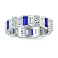 thumbnail image 2 of Full Eternity Band Baguette Ring Blue Sapphire CZ 925 Sterling Silver Size 8, 2 of 6
