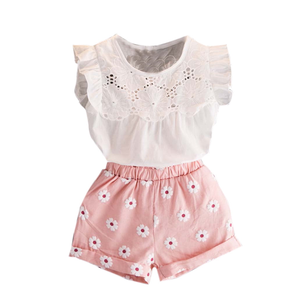 Wesracia Toddler Kids Baby Girls Outfits Clothes T-shirt Vest Tops+Shorts Pants Set - Walmart.com