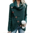 thumbnail image 1 of KZKR Womens Long Sleeve Button Sweaters Pullover Cowl Neck Casual Knitted Wrap Lightweight Sweaters Jumper, 1 of 3