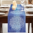 thumbnail image 3 of Table Runners 70 Inches Long Dress Scarves, Boho Flowers Farmhouse Coffee/Dining/Kitchen Table Decor, Holiday Table Runner, Blue Floral Bohemian Vintage Country 13x70 Inch, 3 of 9