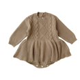 thumbnail image 2 of WUXIAN Babys Girls Solid Color Spring Winter Long Sleeve Knit Sweater Romper Bodysuit Dress Clothes Onesie Toddler Stylish Child Clothing, 2 of 3