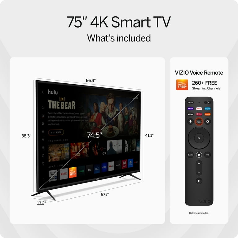 Pantalla Smart TV Vizio LED de 75 pulgadas 4K/UHD V755 con Android TV
