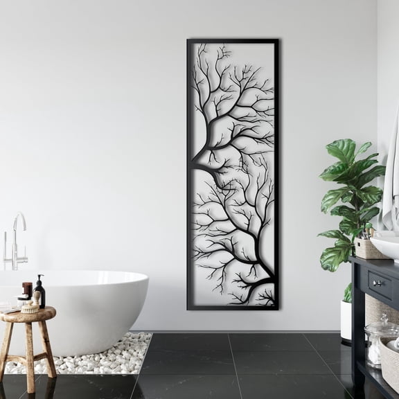 Tree Branch Metal Wall Decor for Home and Outside - Wall-Mounted Geometric Wall Art Decor - Drop Shadow 3D Effect Wall Decoration for Living Room Bedroom