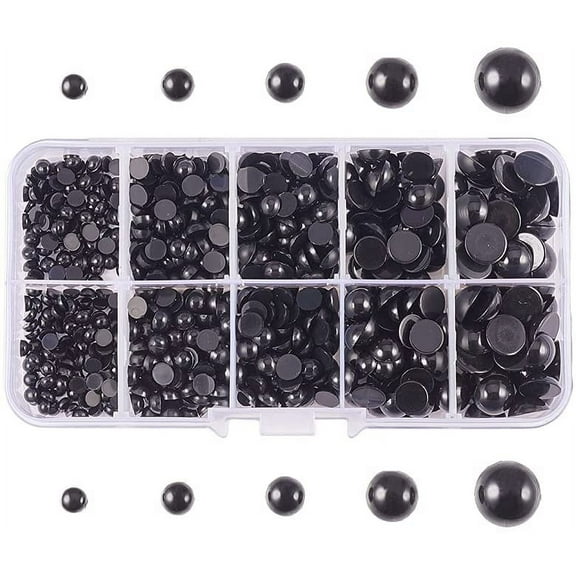 5 Size Black Round Eyes 760pcs Resin Flat Back Cabochon Stuffed Craft Eyes DIY