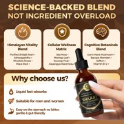 12-in-1 Himalayan Shilajit Drops for Men and Women, Sea Moss,Ashwagandha, Liquid Vitamin Supplement with 85+ Minerals and Fulvic Acid, 2 FL Oz