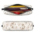 thumbnail image 3 of XMXT Leather Pencil Case, Rose Illustration White Large Capacity Pencil Pouch for Student Teens Women, 3 of 9
