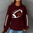 thumbnail image 2 of FAVIPT Women' Football Lover Casual Waffle Hoodie,Waffle Knit Hoodie for Women Game Day Sweatshirt Oversized Graphic Long Sleeve Sweater Football Season Pullover 2024 Wine,M, 2 of 4