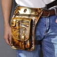 thumbnail image 3 of Mens Genuine Leather Motorcycle Tactic Fanny Belt Waist Pack Drop Leg Cross Over Bag - light brown, 3 of 5