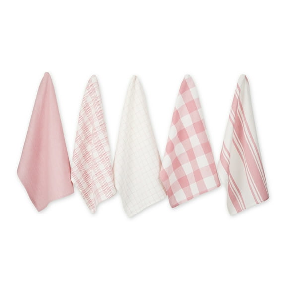 Assorted Rose Red Everyday Cotton Dishtowel (Set of 5) 18x28