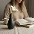 thumbnail image 3 of REGALWOVEN Modern Ribbed Ceramic Vase for Home Decor Small Boho Decorative Vase , Minimalist Matte Flower Vase for Shelf Table Black 3"L x 3"W x 6.5"H, 3 of 6