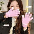 thumbnail image 2 of Guantes de invierno para mujer, bonitos guantes con forro polar, cálidos y resistentes al frío, con pantalla táctil, suaves, para niñas, para ciclismo, estudiantes, modelos de otoño e, 2 of 4