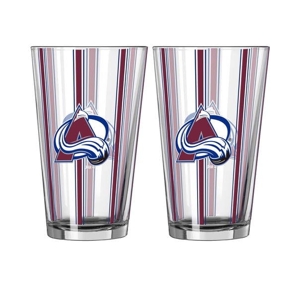 Logo Brands Colorado Avalanche Two-Piece 16oz. Striped Pint Glass Set