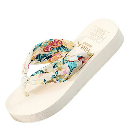 

adviicd Flip Flops for Women Flat Fashion Spring Wedge Strap Beach Satin Summer Flip Flops Flip-Flops Platform Bohemian And