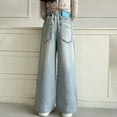 thumbnail image 6 of Girls'Fashion Jeans Elastic High Waist Wide Leg Baggy Pants for Teens Kids Clothes Girls Size 8-9 Years Girls Fashion, 6 of 9