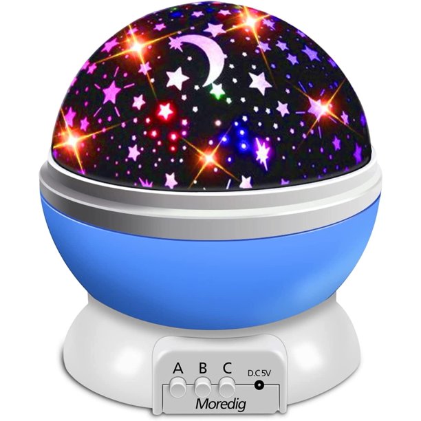 Luz de noche para niños, lámpara de proyector Rotación romántica de 360 °, Luz de noche de bebé estrella, Lámparas de noche Lámparas de estado de ánimo (4 LED 8 Modos de iluminación 2 Modos de carga) Kuyhfg Sin marca