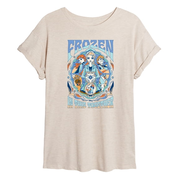 Frozen - In this Together - Juniors Oversized Graphic T-Shirt