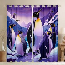 Manfei Kawaii Penguin Black Out Curtains for Kids, Cartoon Animal Lover Curtains Pack of 2 (42x63 Each), Mountain Ocean Bedroom Curtains, Curtains and Drapes Home Decor