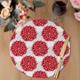 thumbnail image 3 of Red Dahlia Round 15 Inch Placemats Set of 8, Vintage Country Grey Abstract Flowers Floral HeatResistant Non Slip Place Mats for Dining Table, Wipeable Braided Kitchen Table Mats for Housewarming, 3 of 9