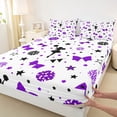 thumbnail image 4 of Manfei Purple Cheerleader Full Size Sheets For Kids,Cute Stars Bow Print Bed Sheets For Girls,4pcs, 4 of 6