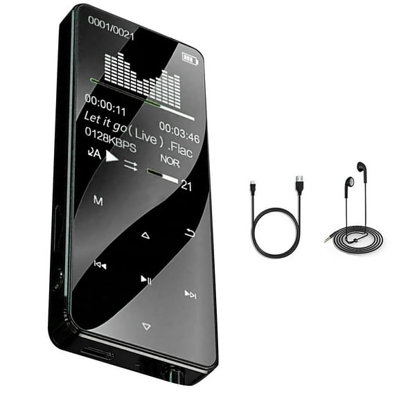 GUYUTING 1.8” Touch Screen MP3 Player Bluetooth 5.0 4GB Memory 128GB Expandable HiFi Audio Recorder FM Radio Black