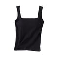 thumbnail image 4 of Fanxing Women's Cotton Tank Top with Build in Bra Adjustable Wider Strap Camisole Basic Cami Tanks Black,XL, 4 of 5