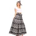 thumbnail image 4 of Sakkas Ami Women's Maxi Long African Ankara Print Skirt Pockets & Elastic Waist - 111-Black/white - One Size Regular, 4 of 5