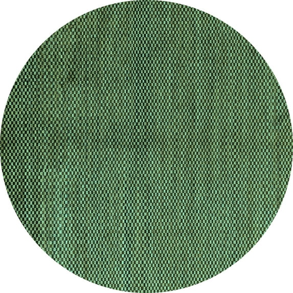 Ahgly Company Machine Washable Indoor Round Abstract Turquoise Blue Modern Area Rugs, 6' Round