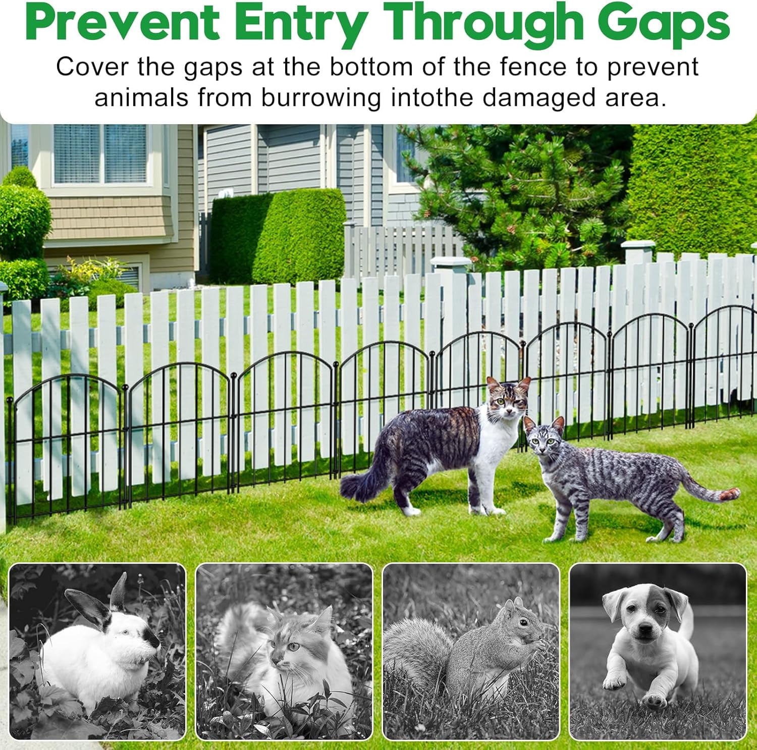 Decorative Garden Fence 17in (H) x20ft (L), Arched Rustproof Metal No Dig Fence for Dogs & Rabbit, Ornamental Animal Barrier for Flower Beds, Border Panels Fencing for Yard &  Outdoor Decor