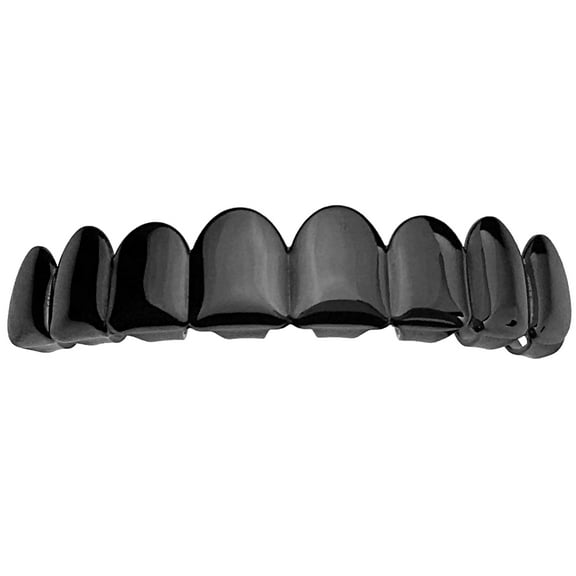 Best Grillz All Black Eight Top Teeth Plain 8 Tooth Hip Hop Blacked Out Mouth Grills