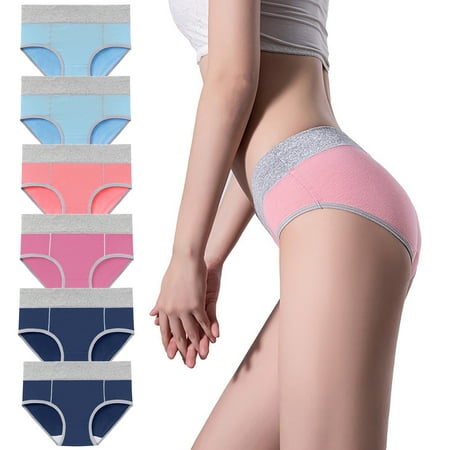 ATOYSOY Women s Multipack Solid Lace Panty Teens Comfy Classic Briefs Hip Lifting Cotton Panties  6 Pack Clearance Shapewear Control Briefs for Ladies Stretchy Mid Waist Underpants Blue L