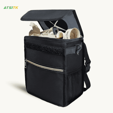 ATSITK Car Trash Can with Lid,Leakproof Liner Car Garbage Can,Zipper Pocket,2.5 Gallon 11.5x9.5x5.1