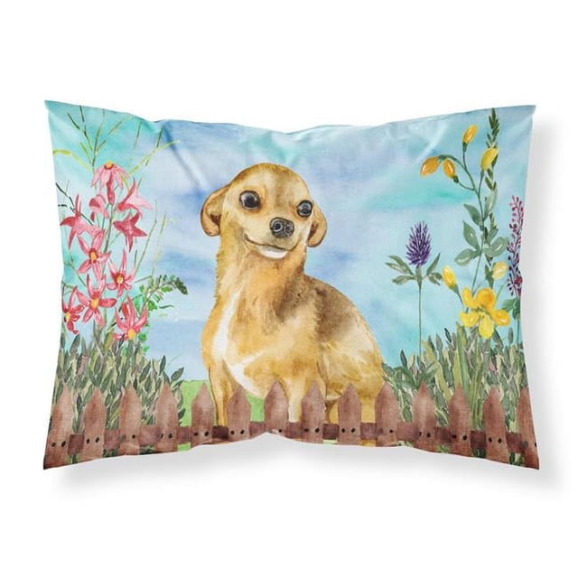 Carolines Treasures CK1220PILLOWCASE Chihuahua Spring Fabric Standard Pillowcase