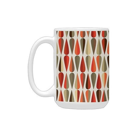 

Retro Decor Home Decor 60s 70s Style Geometric Round Shaped Design with Warm Colors Print Multicolor Ceramic Mug (15 OZ) (Made In USA)