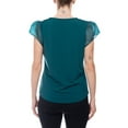 thumbnail image 4 of Adrianna Papell V-neck organza flutter sleeve solid moss crepe top by Curated Brands, 4 of 10