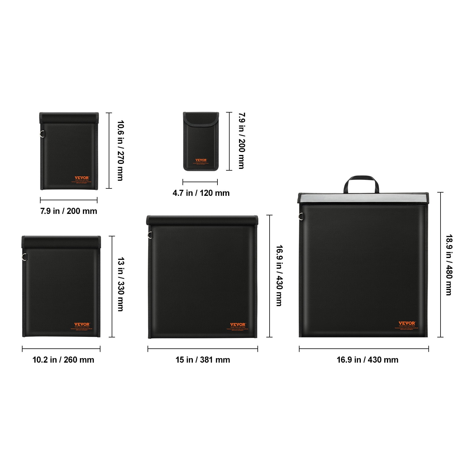 VEVOR Faraday Bag, 4 Pack Faraday Pouch Set for Laptop(16.9x15"), Tablet(13x10.2"), Phone(7.87x4.7") & Radio(10.6x7.8"), Fireproof Signal Blocking Holder Faraday Pouch for Anti-Theft & Anti-Hacking