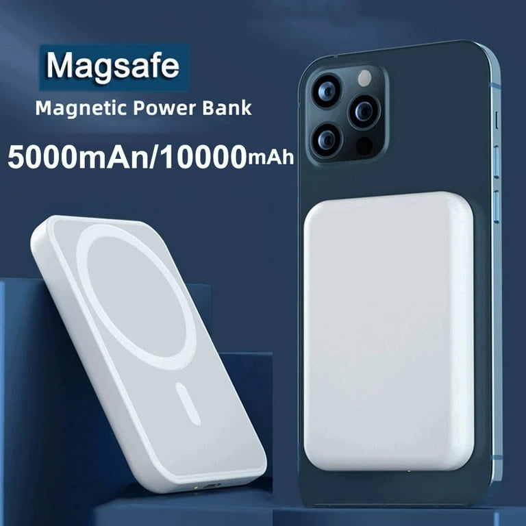 Saistore 5000mAh Magnetic Power Bank MagSafe Battery Pack for iPhone  8/x/11/12/13/14 Pro White