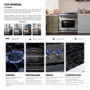Cosmo 36 Inch 6 Cubic Foot Gas Range Convection Oven with 6 Italian Burners