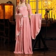 thumbnail image 4 of IROINNID Halloween Costumes For Women A-Line Dress Deals Retro Gothic Round Neck Long Sleeve Medieval Court Long Dress,Pink, 4 of 7